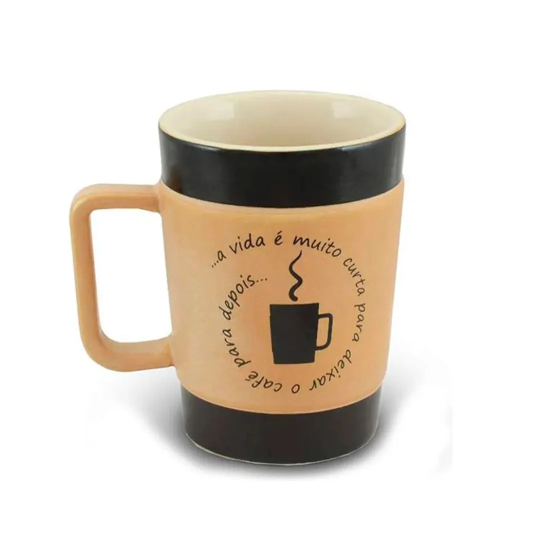 Caneca De Cerâmica Coffee To Go 300Ml Pardo Fosco (Vida Curta)