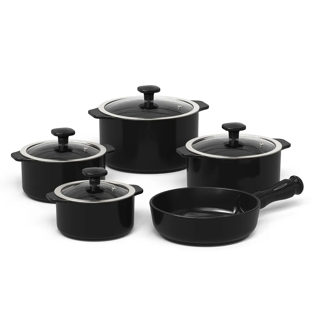 Jogo De Panelas De Cerâmica Slim 5Pcs - Preto