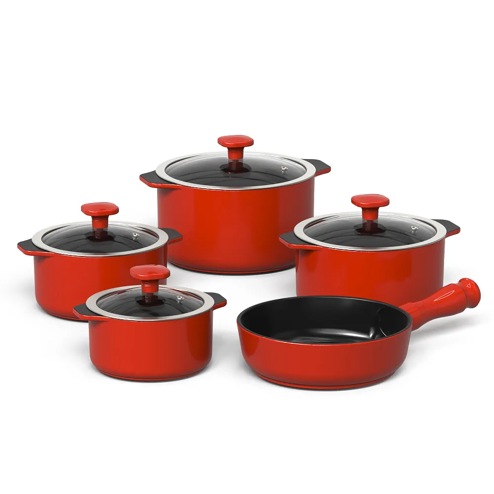 Jogo De Panelas De Cerâmica Slim 5Pcs - Vermelho Coral