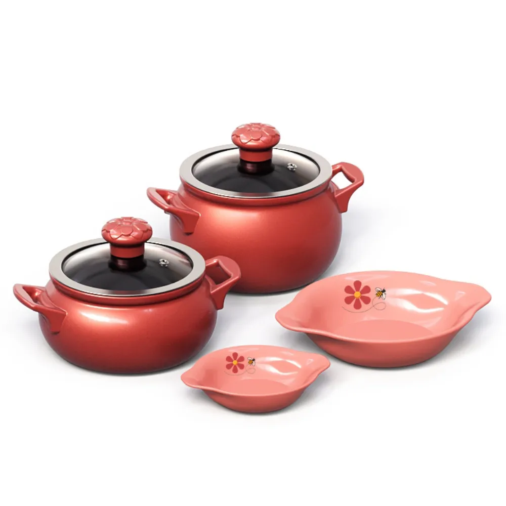 Kit De Panelas De Cerâmica New Premiere Baby 4Pcs Flor - Rose Gold
