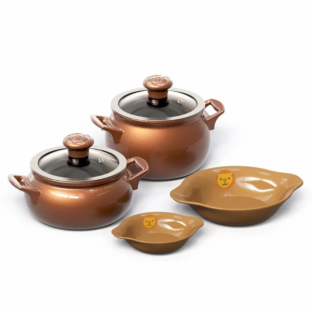 Kit De Panelas De Cerâmica New Premiere Baby 4Pcs Leao - Cobre