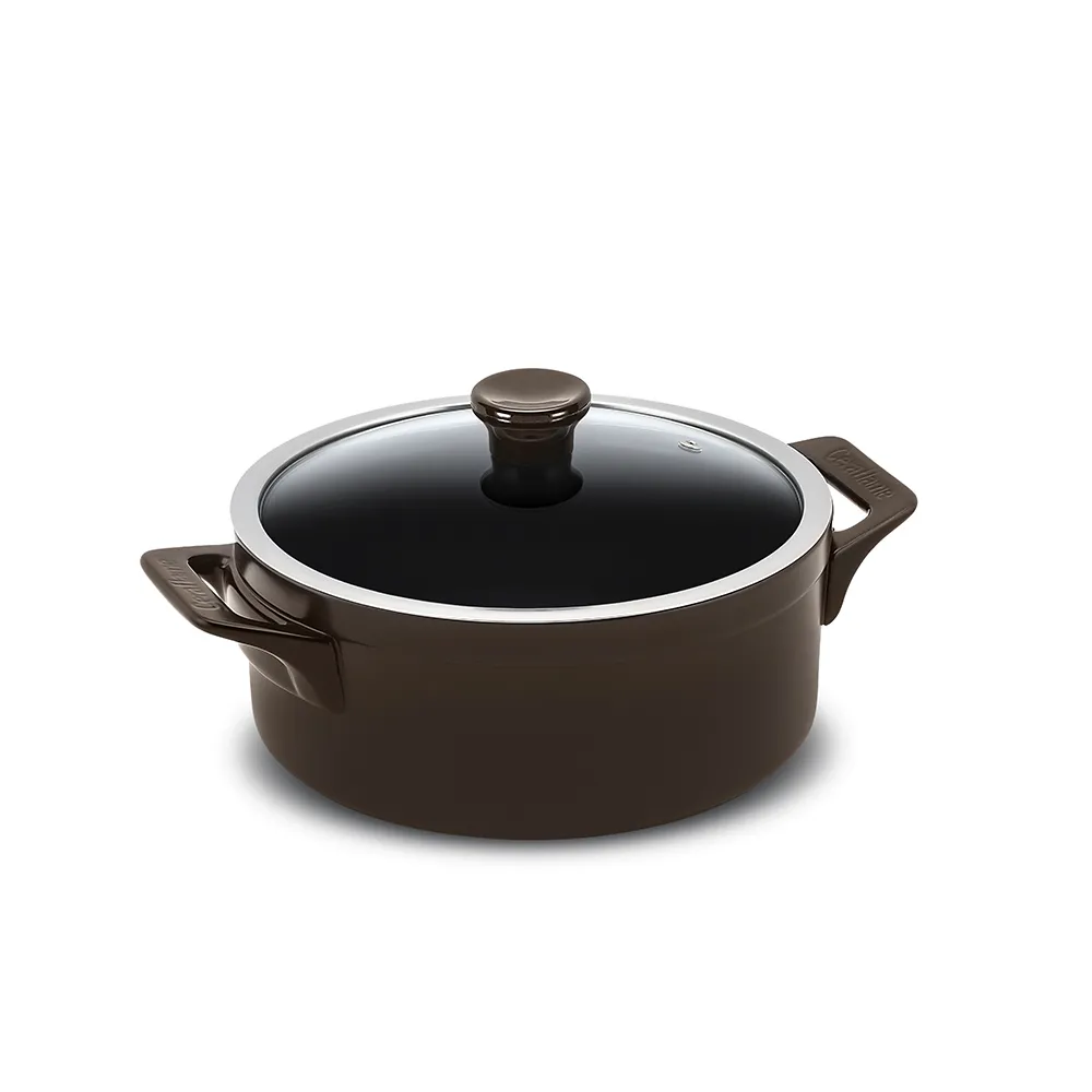 Panela De Cerâmica Baixa Clear 24Cm 3,5 Litros - Chocolate