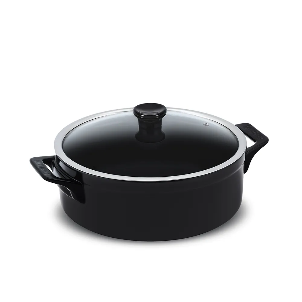 Panela De Cerâmica Baixa Clear 28Cm 4,5 Litros - Preto